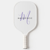 Elegant modern White Lavender Script Monogram Pickleball Paddle (Voorkant)