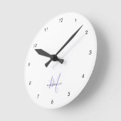 Elegant modern White Lavender Script Monogram Ronde Klok (Hoek)
