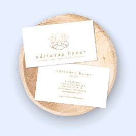 Elegant Modern White Lotus Flower Visitekaartje