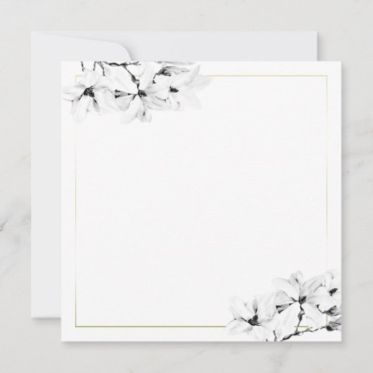 Elegant modern White Magnolia Square Vrijgezellenf Kaart (Achterkant)