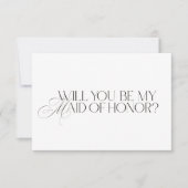 Elegant Modern White Maid of Honor Proposal Card Kaart (Voorkant)