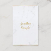 Elegant modern White Marble Gold Hand Script Top Visitekaartje (Voorkant)