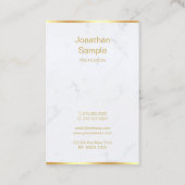 Elegant modern White Marble Gold Hand Script Top Visitekaartje (Achterkant)