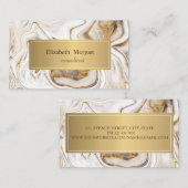 Elegant Modern White Marble Gold Visitekaartje (Voorkant / Achterkant)