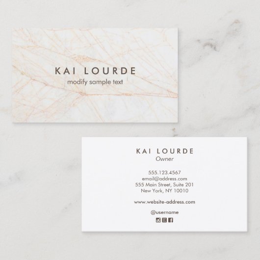 Elegant modern White Marble Professional Business Visitekaartje (Voorkant / Achterkant)