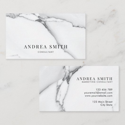 Elegant Modern White Marble Professional Visitekaartje (Voorkant / Achterkant)