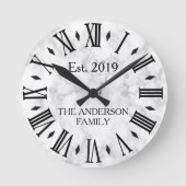 Elegant Modern White Marble Ronde Klok (Voorkant)