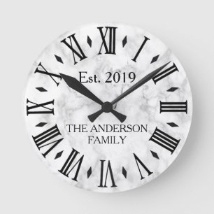 Elegant Modern White Marble Ronde Klok