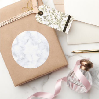 Elegant Modern White Marble Ronde Sticker