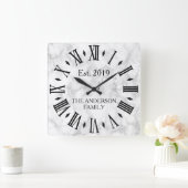 Elegant Modern White Marble Vierkante Klok (Huis)