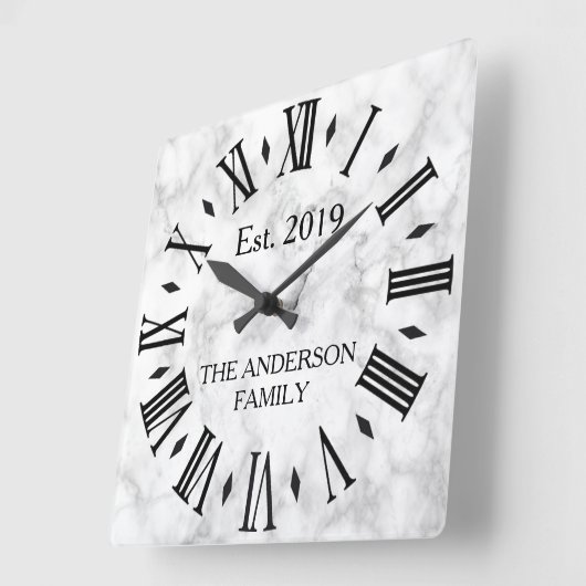 Elegant Modern White Marble Vierkante Klok (Hoek)