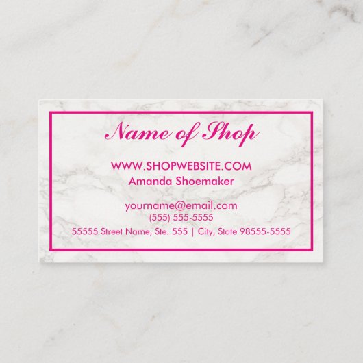 Elegant Modern White Marble Visitekaartje (Achterkant)