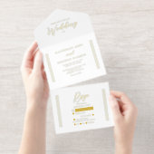 Elegant Modern White Minimalist Wedding All In One Uitnodiging (Uittrekbaar)