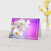 Elegant Modern White Orchids Flowers Golden Lijst Kaart (Gele Bloem)