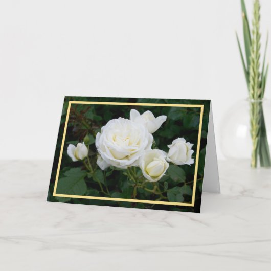 Elegant modern White Roses Flowers Lijst Kaart (Voorkant)
