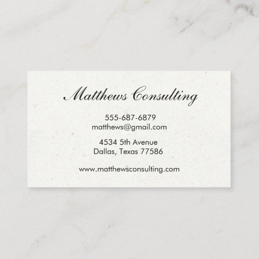 Elegant modern White Simple Script Monogram Visitekaartje (Achterkant)