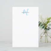 Elegant modern White Sky Blue Script Monogram (Staand voorkant)