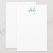 Elegant modern White Sky Blue Script Monogram (Voorkant / Achterkant)