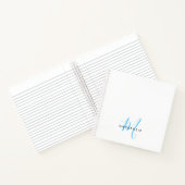 Elegant modern White Sky Blue Script Monogram Notitieboek (Binnen)