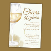 Elegant Modern White Wine Cheers 40th Birthday Kaart