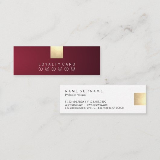 Elegant modern wijngradiënt Gold Loyalty Punch Mini Visitekaartje (Voorkant / Achterkant)
