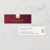 Elegant modern wijnsteengrijpend goudaccent mini visitekaartje (Voorkant / Achterkant)