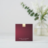 Elegant modern wijnsteengrijpend goudaccent vierkante visitekaartje (Staand voorkant)