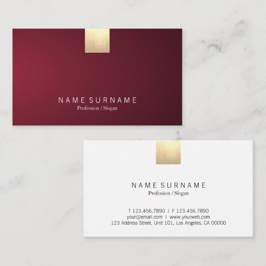 Elegant modern wijnsteengrijpend goudaccent visitekaartje (Voorkant / Achterkant)