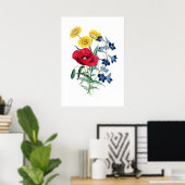 Elegant Modern  Wildbloemen Poppy Daisy Poster (Thuiskantoor)