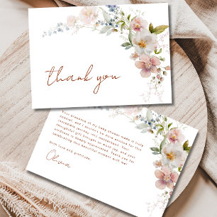 Elegant Modern Wildflower Baby shower Bedankkaart