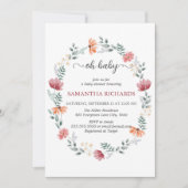 Elegant modern wildflower baby shower Invitation Kaart (Voorkant)
