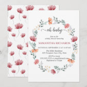 Elegant modern wildflower baby shower Invitation Kaart (Voorkant / Achterkant)