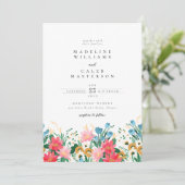 Elegant Modern Wildflower Flower Garden Wedding Kaart (Staand voorkant)