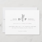 Elegant Modern Wildflower Initiaal Wedding Kaart (Voorkant)