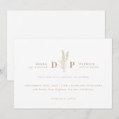 Elegant Modern Wildflower Initiaal Wedding Kaart (Voorkant / Achterkant)