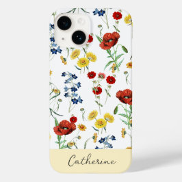 Elegant Modern Wildflower Naam op wit Case-Mate iPhone 14 Hoesje
