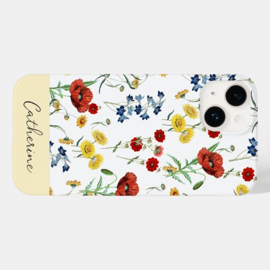 Elegant Modern Wildflower Naam op wit Case-Mate iPhone Case (Achterkant (horizontaal))