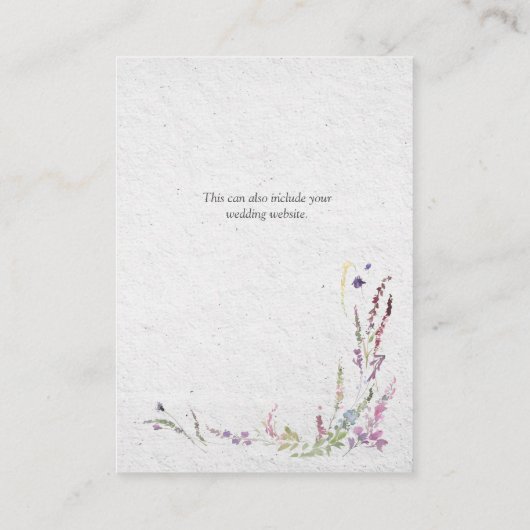 Elegant modern Wildflower script bruiloft Informatiekaartje (Achterkant)