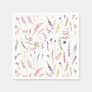 Elegant Modern Wildflower Waterverf Wedding Servet