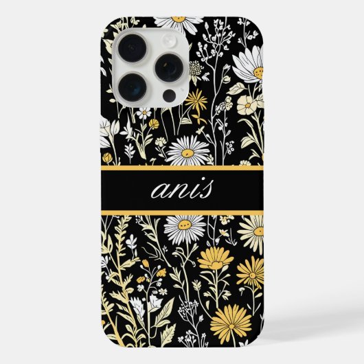 Elegant Modern Wildflowers monograme iPhone Hoesje (Achterkant)