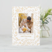 Elegant Modern Winter Botanisch Foto Gold Feestdagenkaart (Staand voorkant)