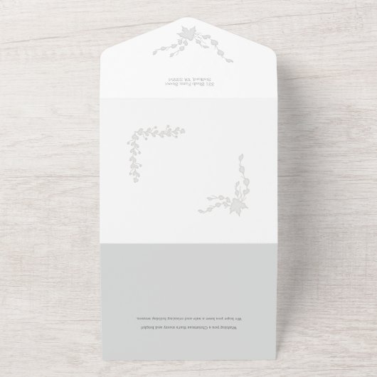 Elegant Modern Winter Botanische foto-Zilver All In One Uitnodiging (Buitenkant)