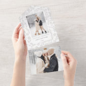 Elegant Modern Winter Botanische foto-Zilver All In One Uitnodiging (Afscheurbaar)