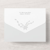 Elegant Modern Winter Botanische foto-Zilver All In One Uitnodiging (Achterkant)