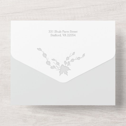 Elegant Modern Winter Botanische foto-Zilver All In One Uitnodiging (Achterkant)