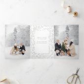 Elegant Modern Winter Botanische foto-Zilver Drieluik Kaart (Binnen)