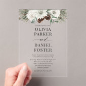 Elegant Modern Winter Evergreen Wedding Acryl Uitnodigingen (Insitu (Draagbaar))