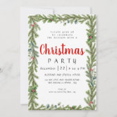 Elegant Modern Winter Greenery  Christmas Party Kaart (Voorkant)
