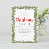 Elegant Modern Winter Greenery  Christmas Party Kaart (Staand voorkant)