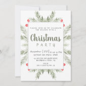 Elegant Modern Winter Greenery Christmas Party Kaart (Voorkant)